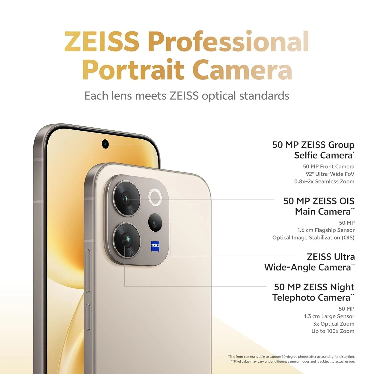 Vivo V70 5G (8GB+256GB Yellow ) Snapdragon® 7 Gen 4 Processor Global Version.
