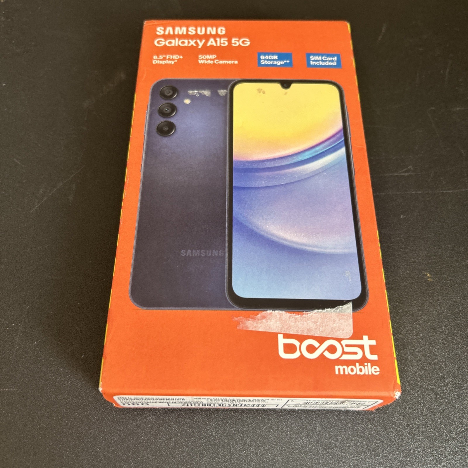 Boost Mobile Samsung Galaxy A15 5G 64GB 6.5″ AMOLED 50MP Blue Prepaid Phone NEW