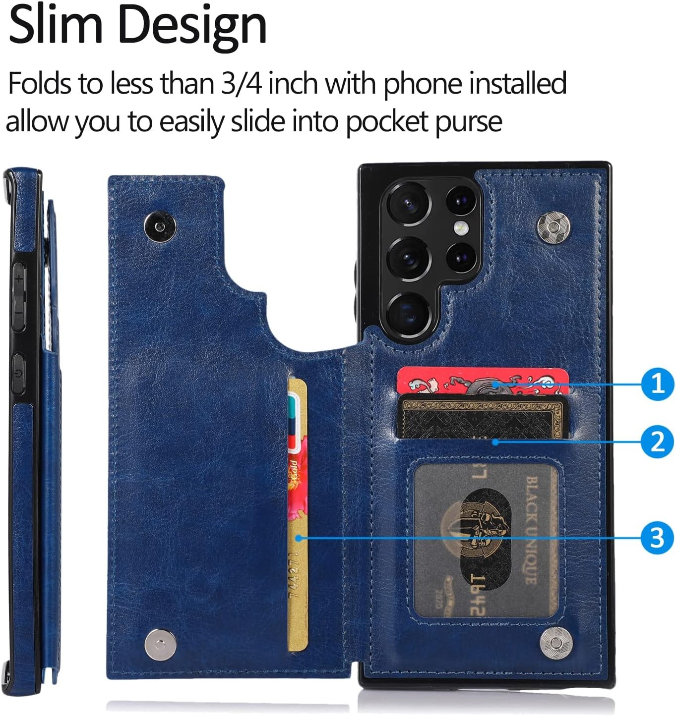 Samsung Galaxy S22 Ultra Wallet Case, Flip Folio Leather with Card Holder Slots