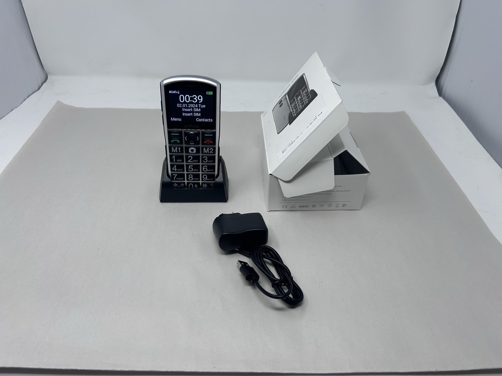 artfone A400 Silver Big Button 4G Unlocked Bluetooth Cell Phone for Seniors