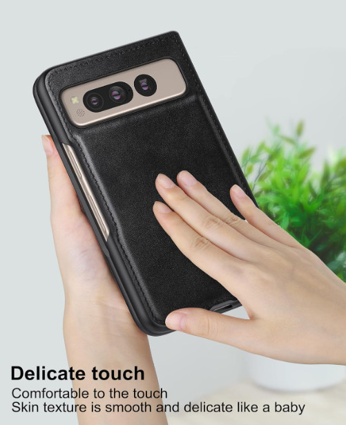 Google Pixel Fold 2023 PU Leather + Hard Case Ultra Thin Slim Shockproof Black