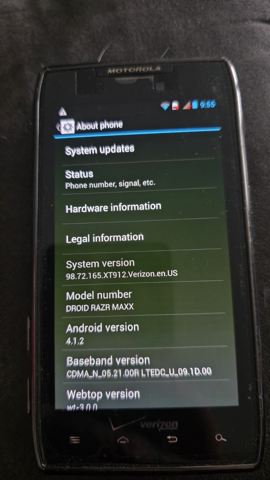 Motorola DROID RAZR MAXX XT912 Verizon CDMA 4G LTE 16GB Black 4.3in