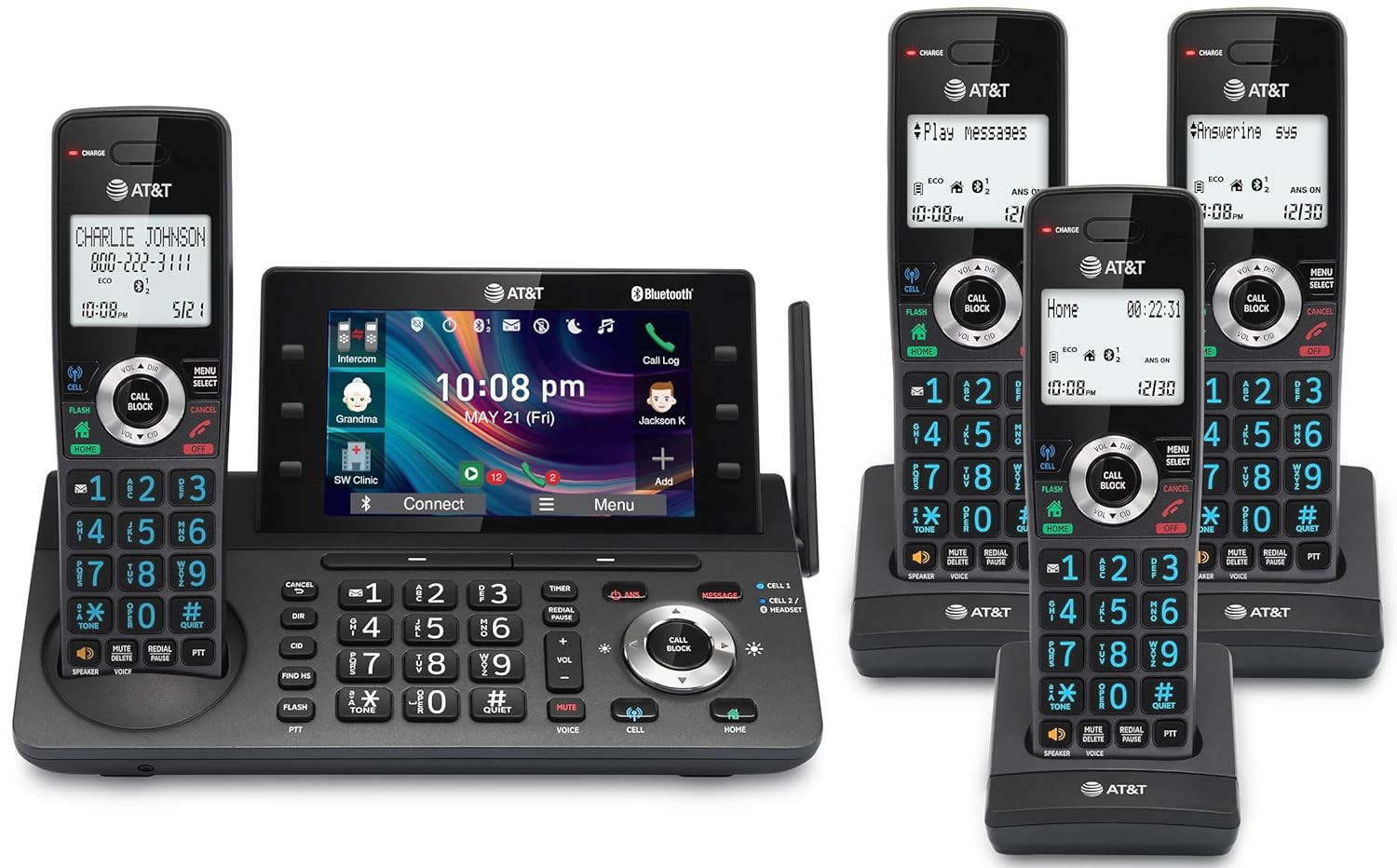 4-Handset DECT 6.0 Cordless Home and Business Phone with Answering Machine, 5″ C