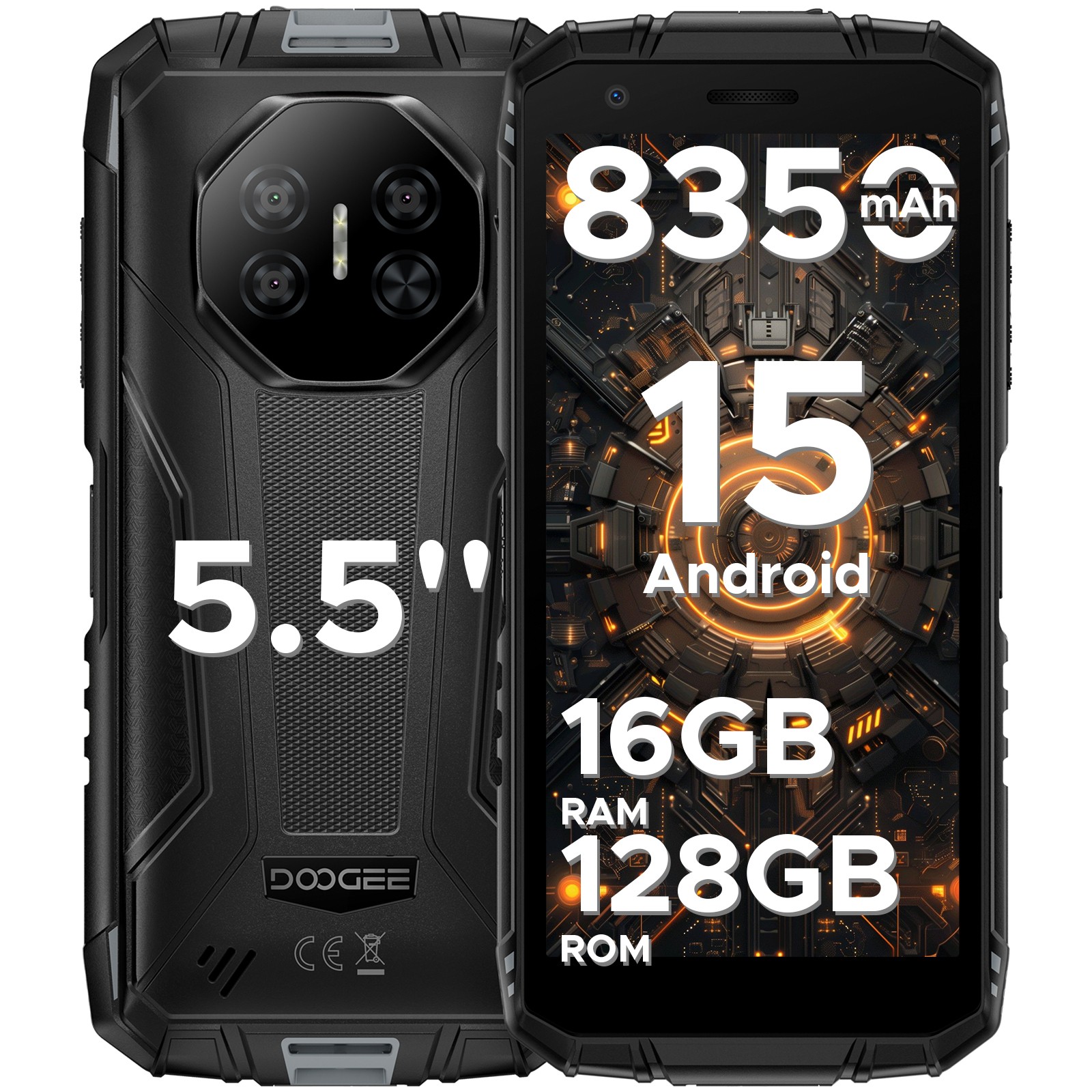 DOOGEE Fire3Pro Rugged Smartphone Android 15 16GB+128GB 8350mAh 5.5″ Cell Phone