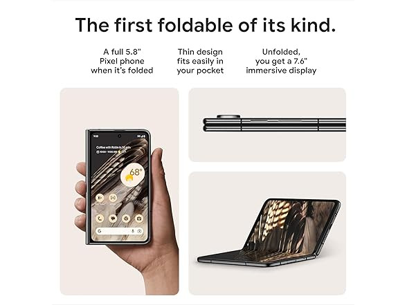 Google Pixel Fold 256GB Obsidian Unlocked 5G Android Phone Foldable G9FPL New