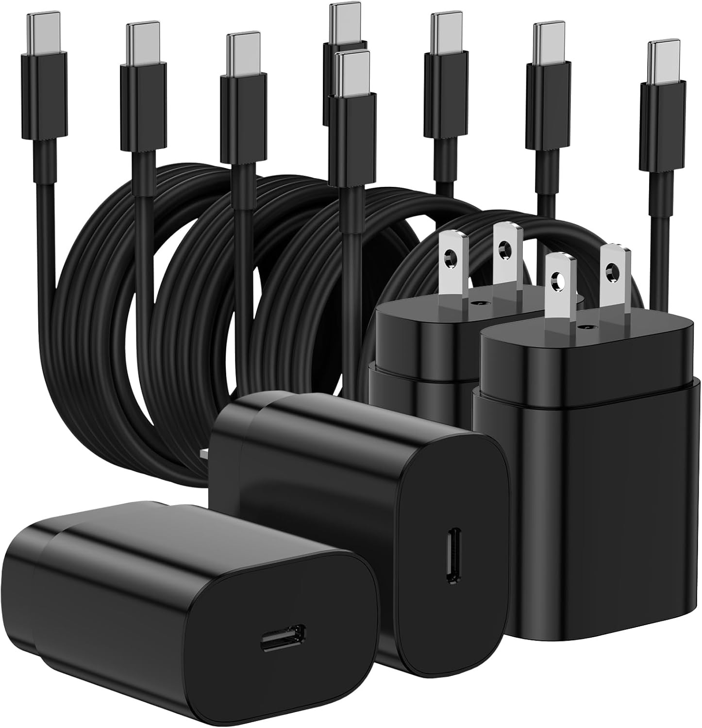 25W USB-C Fast Charger Block 4-Pack for Samsung Galaxy S24/S25, 6ft & 1 Included