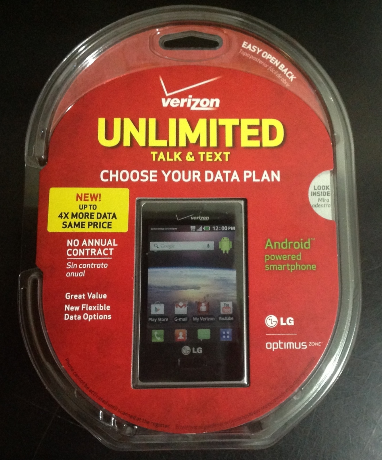 “New” LG Optimus ZONE VS410PP Verizon Wireless No Contract Android Smartphone