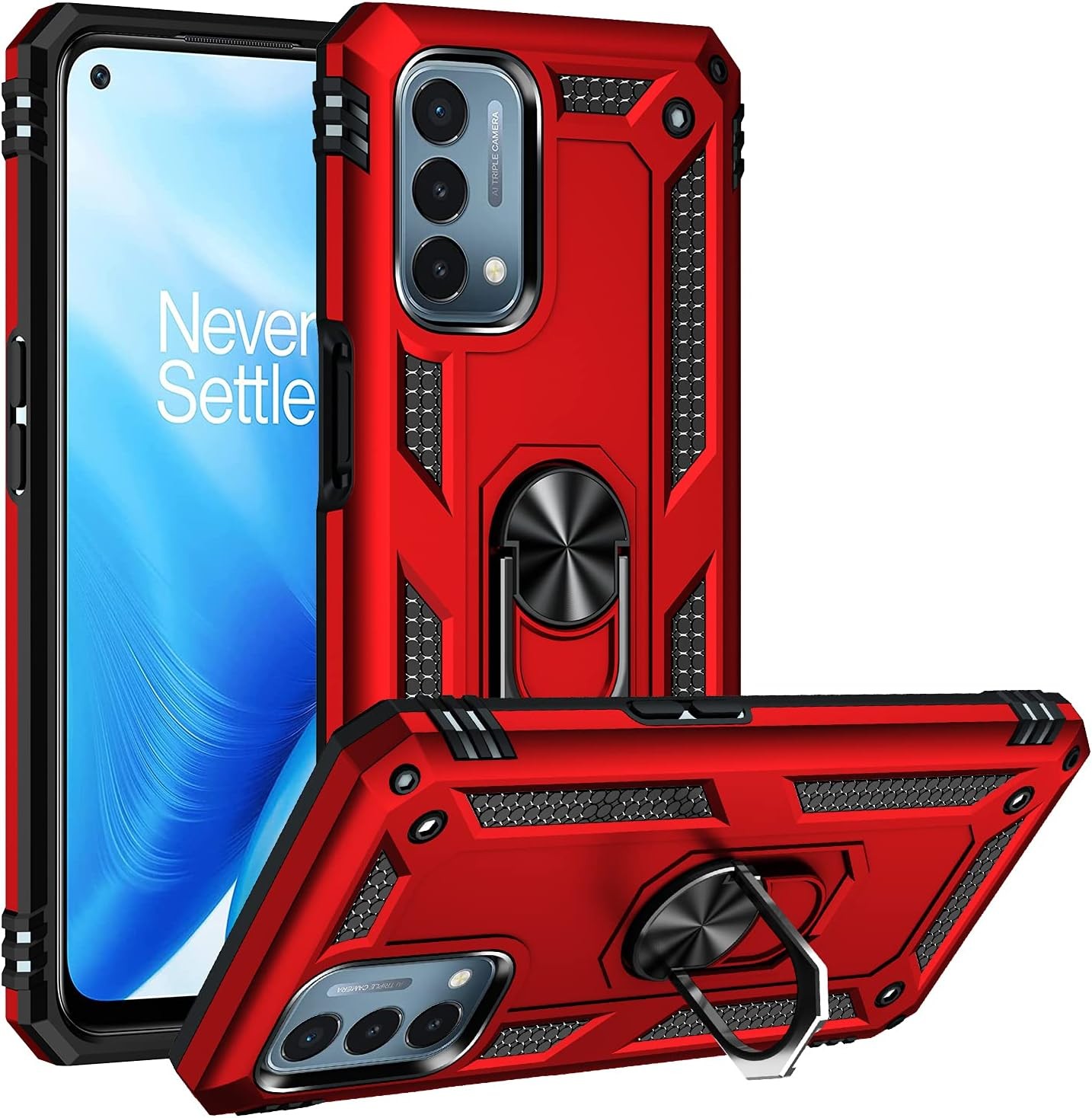 360 Metal Rotating Ring Kickstand Holder Armor Heavy Duty Shockproof Case for On