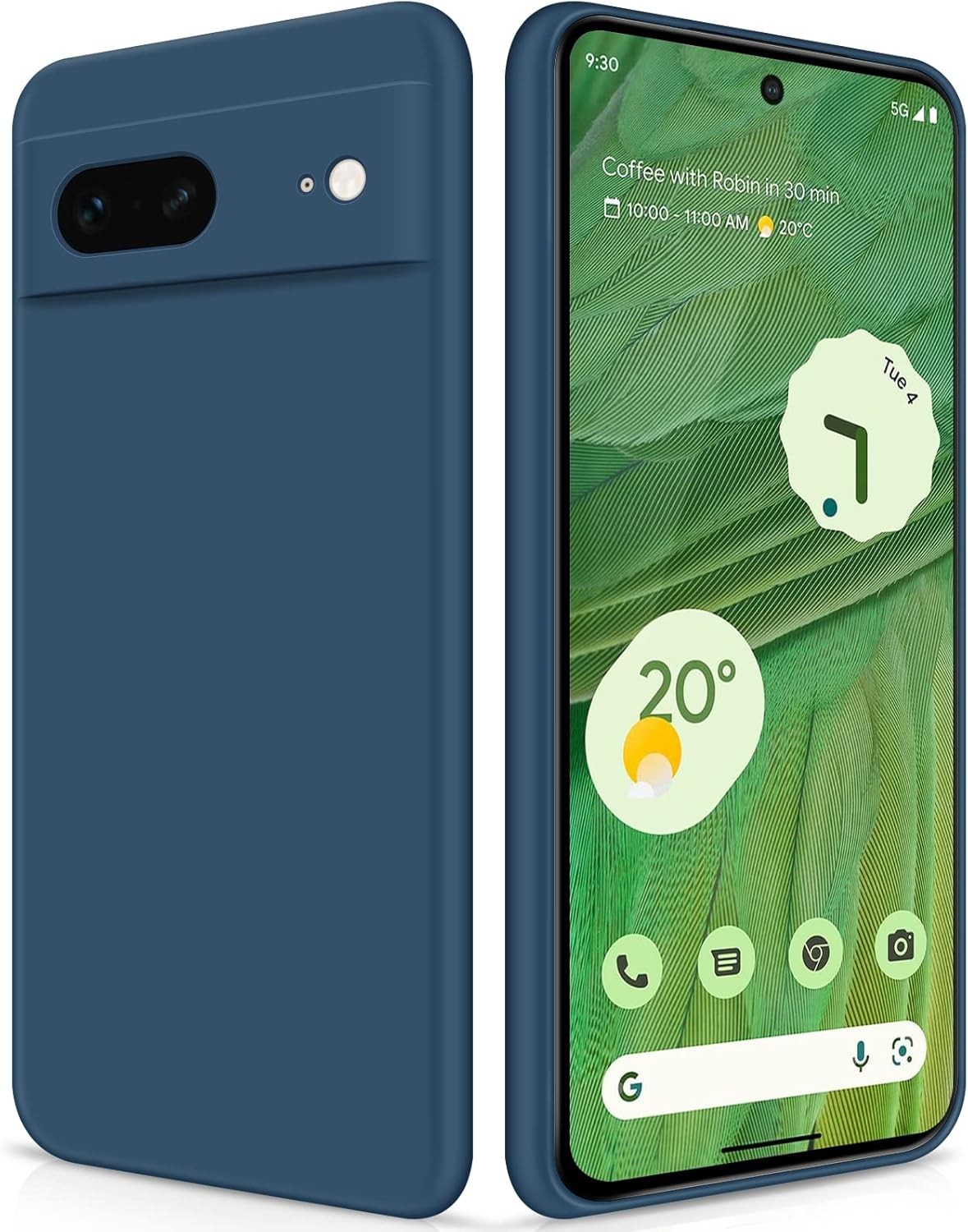 Blue Shockproof Silicone Case for Google Pixel 7, Full Body Soft Touch Cover
