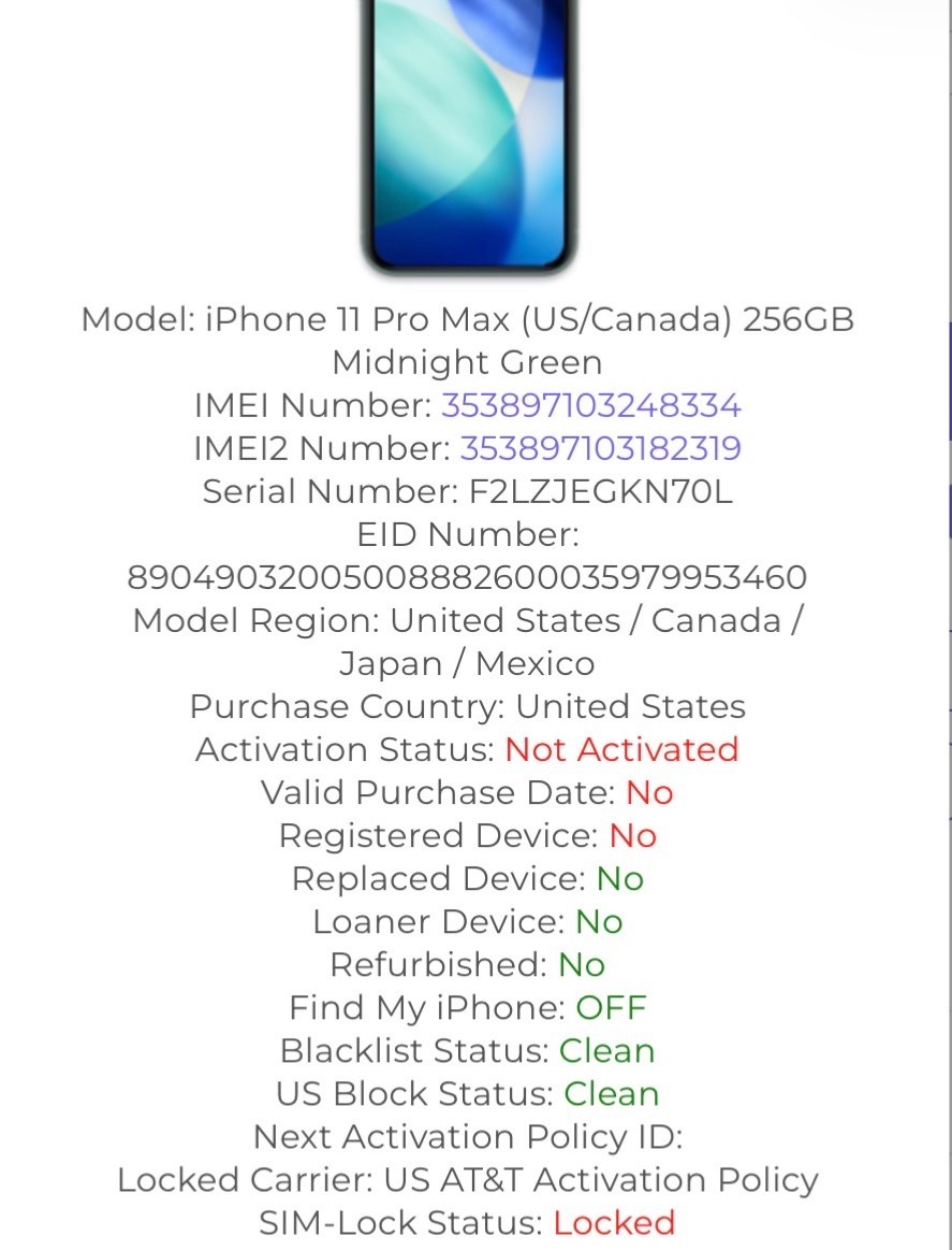 Apple iPhone 11 Pro Max 256GB – Midnight Green (AT&T Locked) Brand New & Sealed