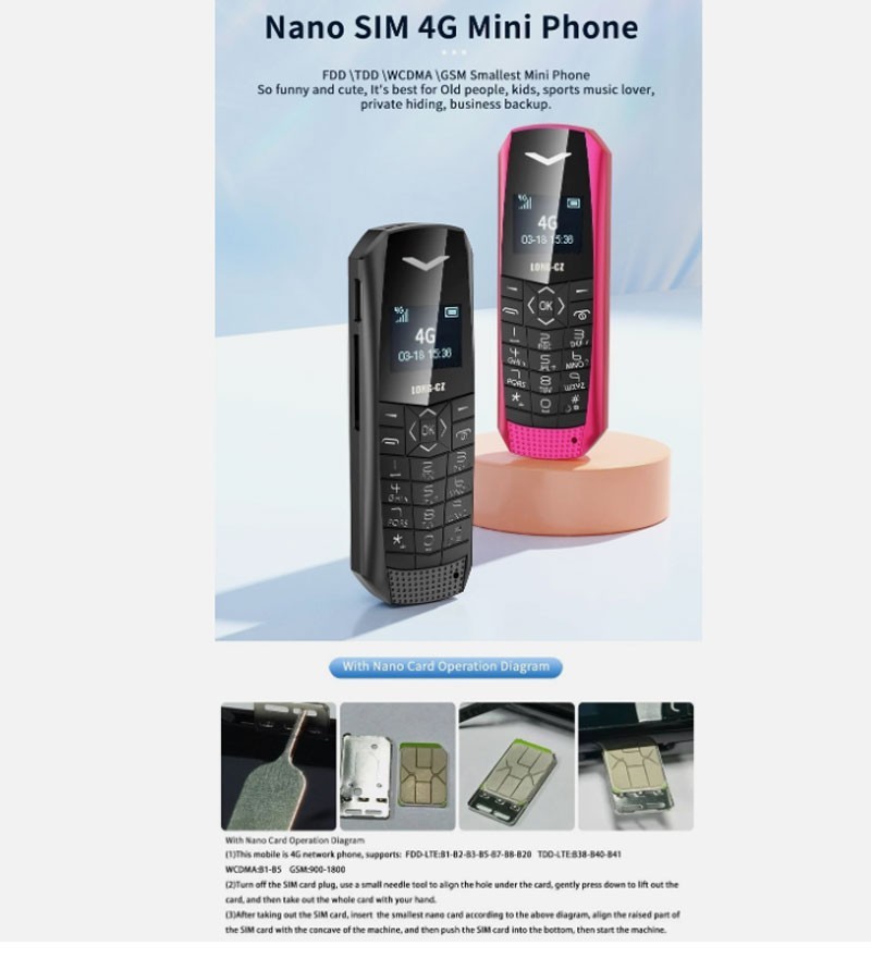 J6 Unlocked world’s smallest 4G Simple Mini Mobile Cell Phones Card Dial GSM MP3