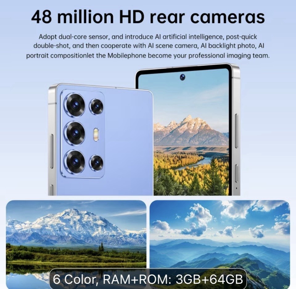 Smartphone Black Slate Android Smartphone 64GB 3GB RAM 48MP Rear Camera