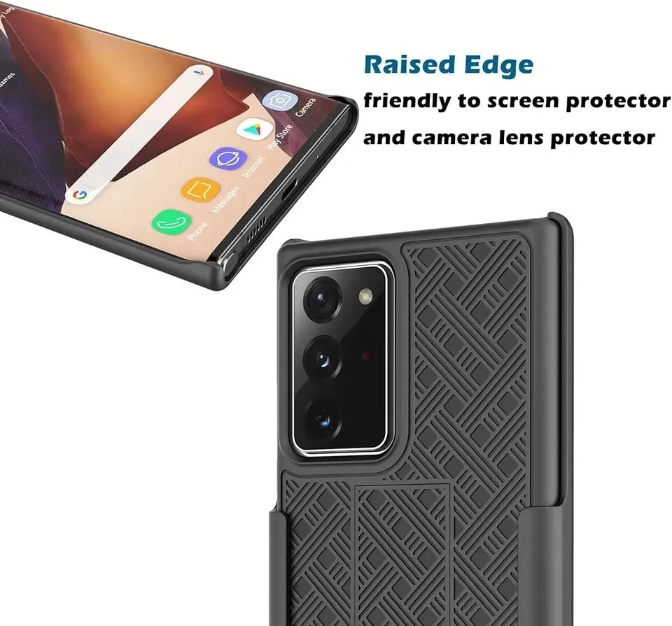 Samsung Galaxy Note 20 5G Case Military Grade Protection Cover Belt Clip-Black