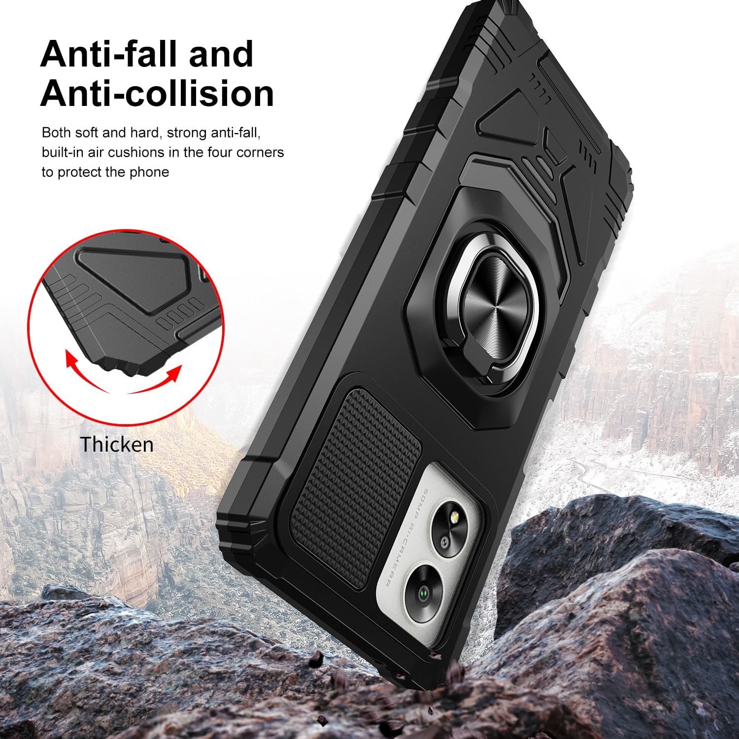 Boost Celero 5G SC Phone Case with Tempered Glass Screen Protector, Black