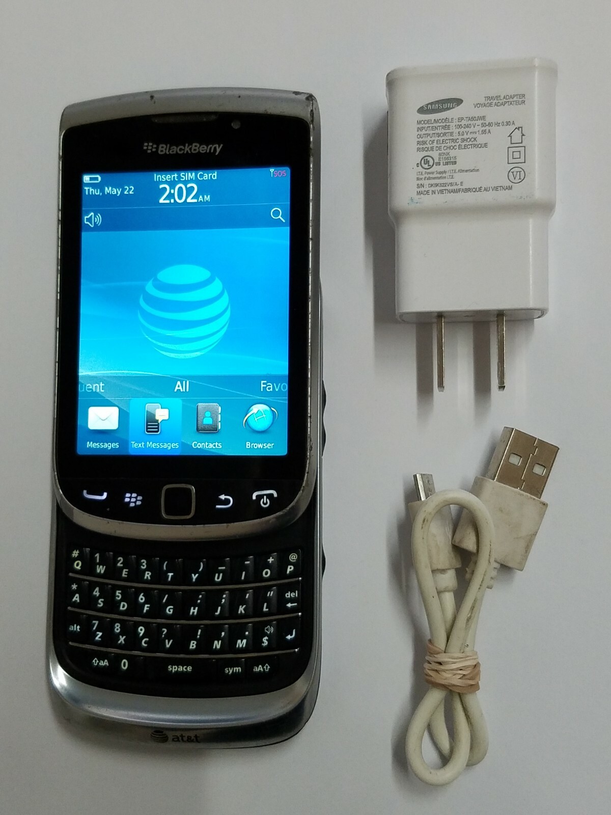 Rare Att Prepaid Cricket Wireless H20 Blackberry Messenger Torch 9810 4G Cell