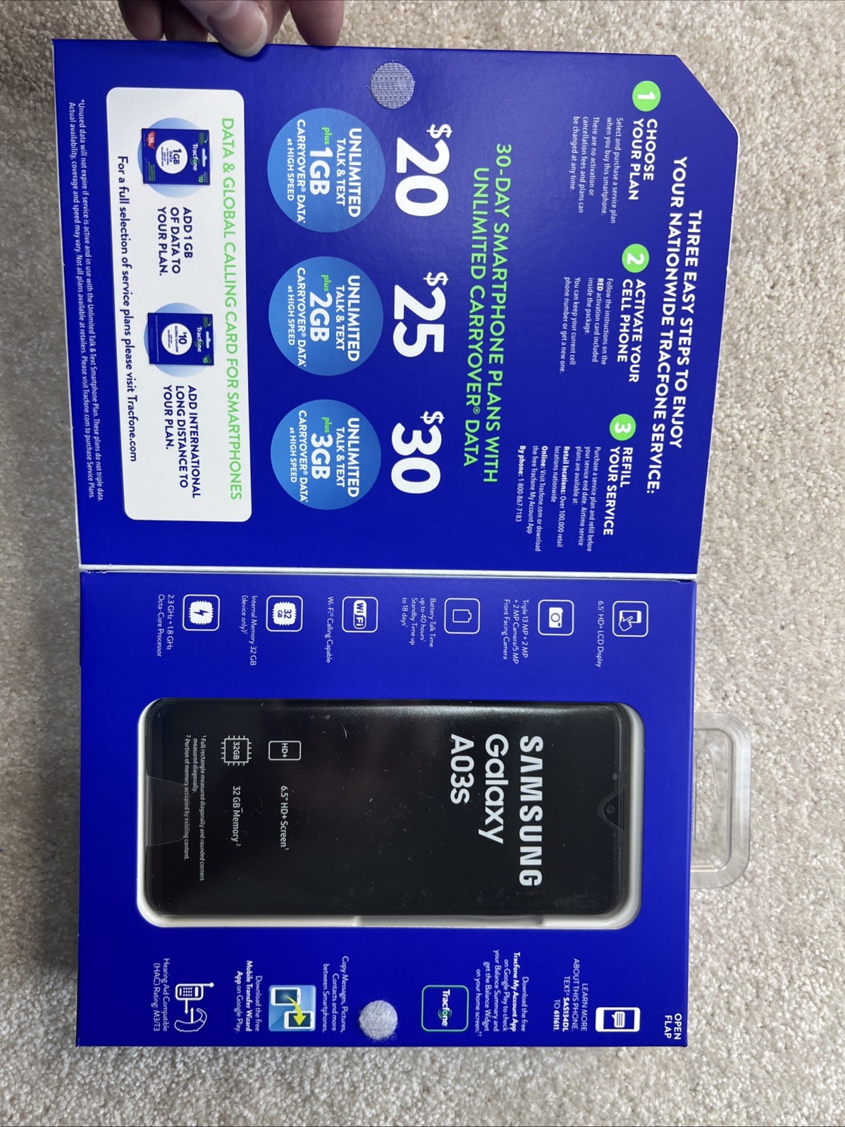 Samsung Galaxy A03s 32GB Black (TracFone Locked) Smartphone New Sealed