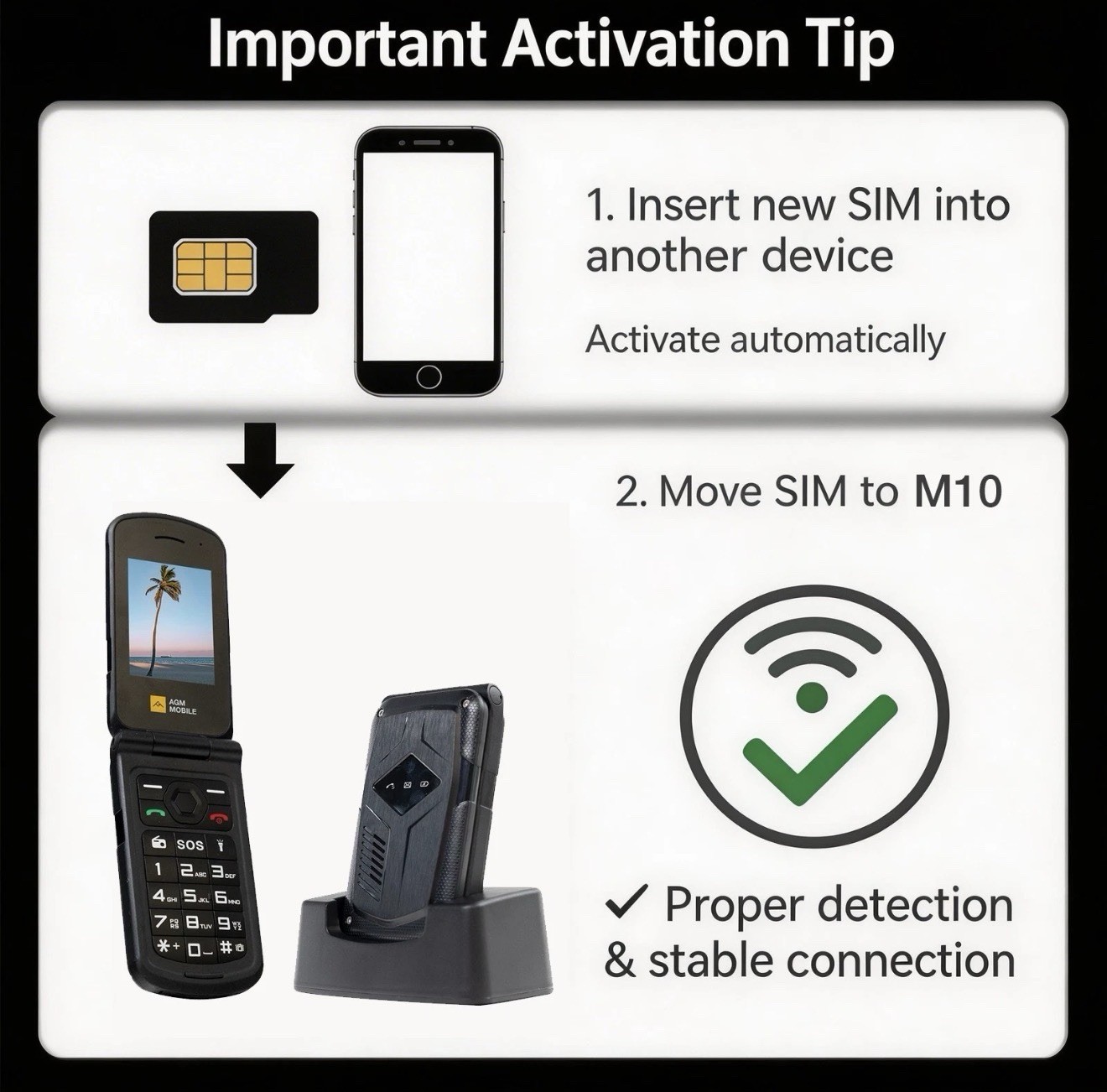AGM M10 Flip 4G Rugged Feature Phone Large Button Large Icon Senior Basic Phone