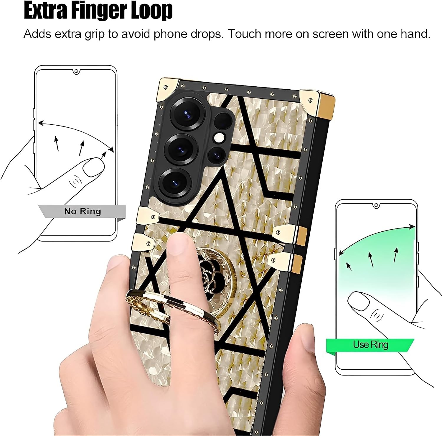 Samsung Galaxy S26 Ultra Case for Women with Diamond Ring Kickstand, Luxury Desi
