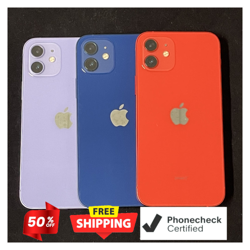 Apple iPhone 12 128/64GB -Blue Purple Red- T-Mobile Unlocked Face ID Very Good