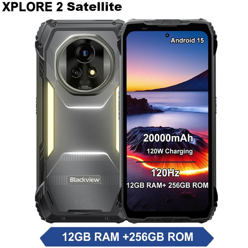 Blackview XPLORE 2 Satellite 5G Rugged Phone Android 15 Mobile 256G 1TB 20000mAh