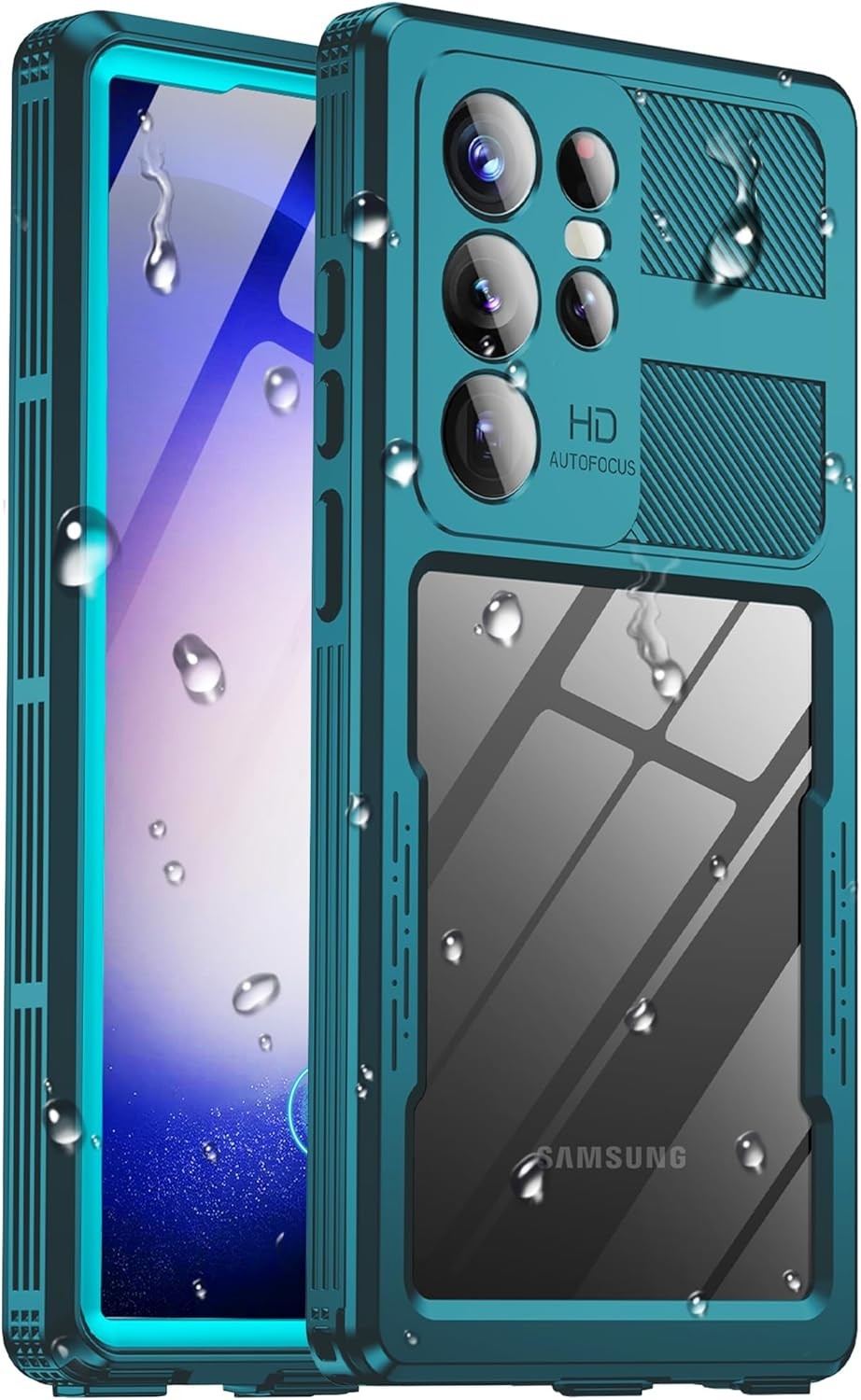 Rugged Waterproof Case for Samsung Galaxy S23 Ultra, IP68, Heavy Duty, Teal