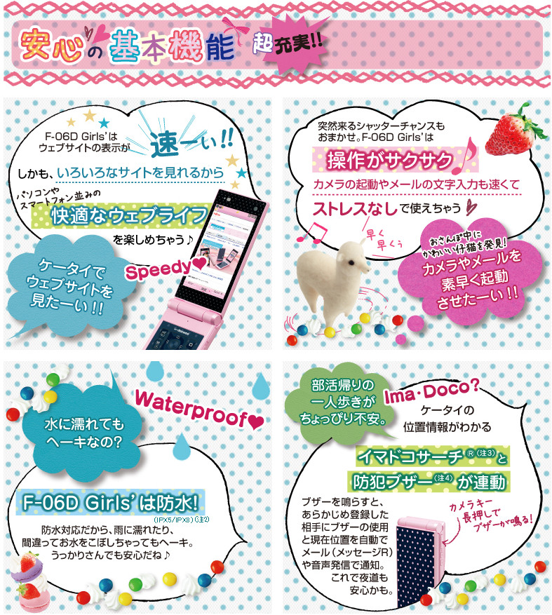 [B] Fujitsu F-06D Style Series Flip Nicola Girls’ Happy Pink Limited Item Japan