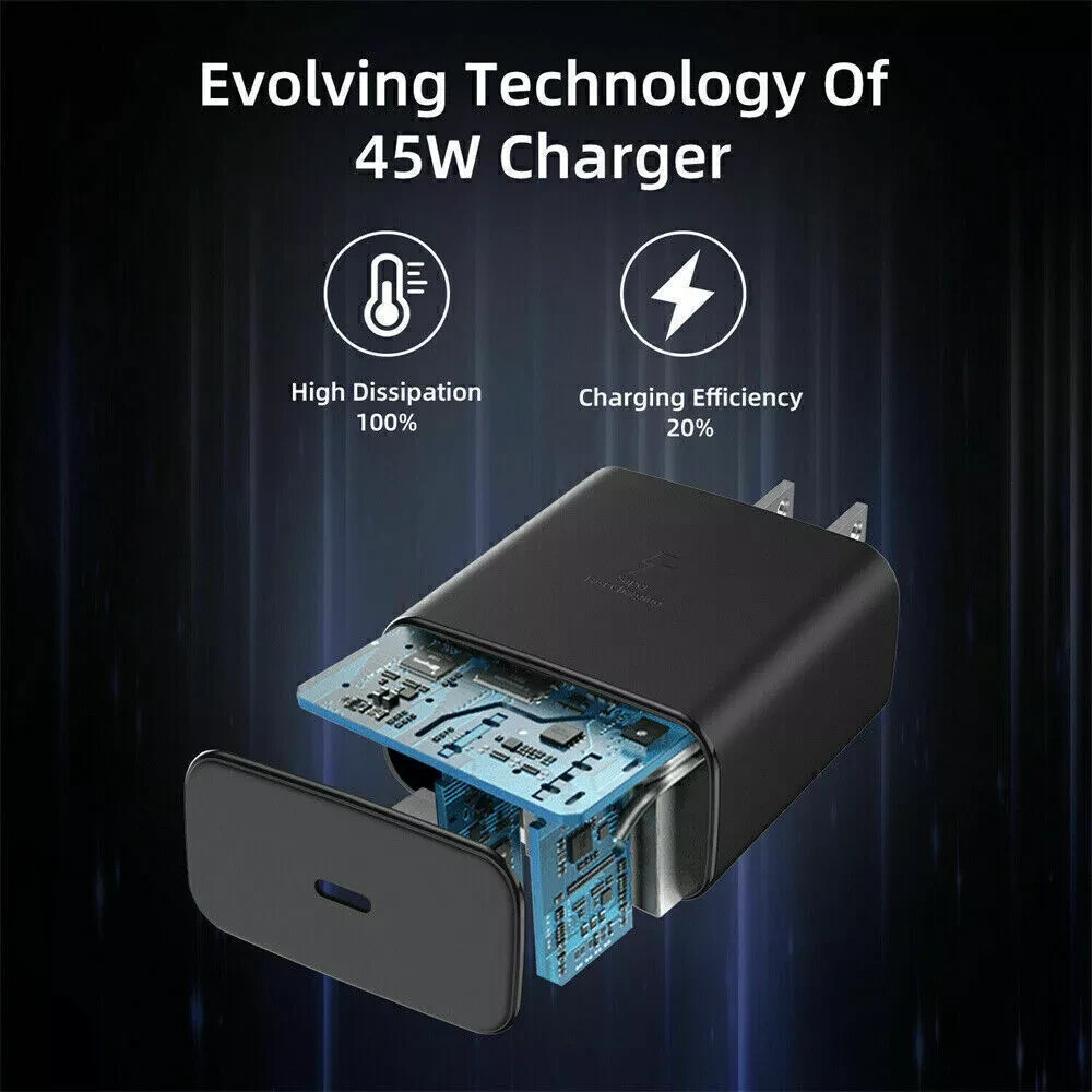 45W Type USB Super Fast Wall Charger 6ft Cable for Samsung Galaxy S24-S20 S9 A8
