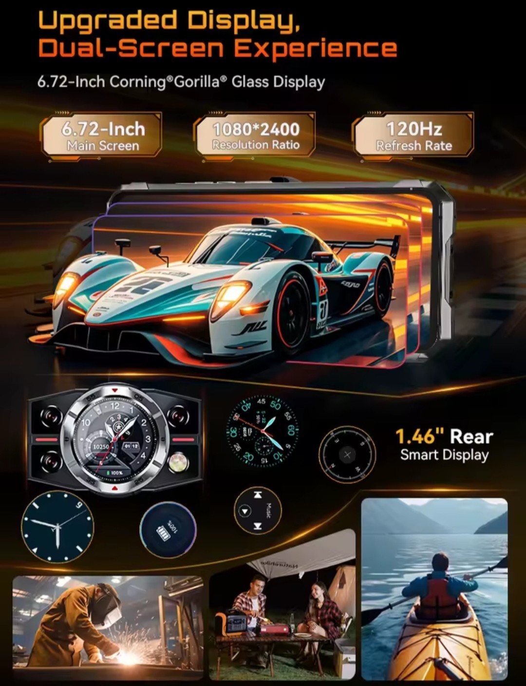 Cubot KingKong 11 5G Rugged Smartphone 32GB/256G,10200mAh 6.72″ Dual Screen NFC