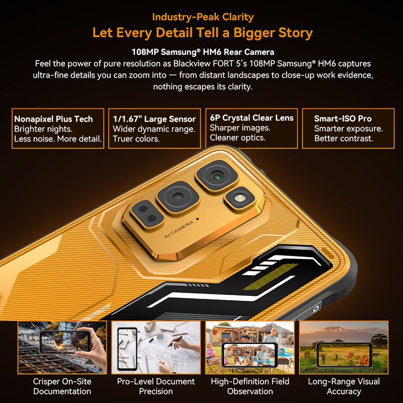 Global Blackview FORT 5 4G Lightweight Rugged Phone Android 16 Mobile Waterproof