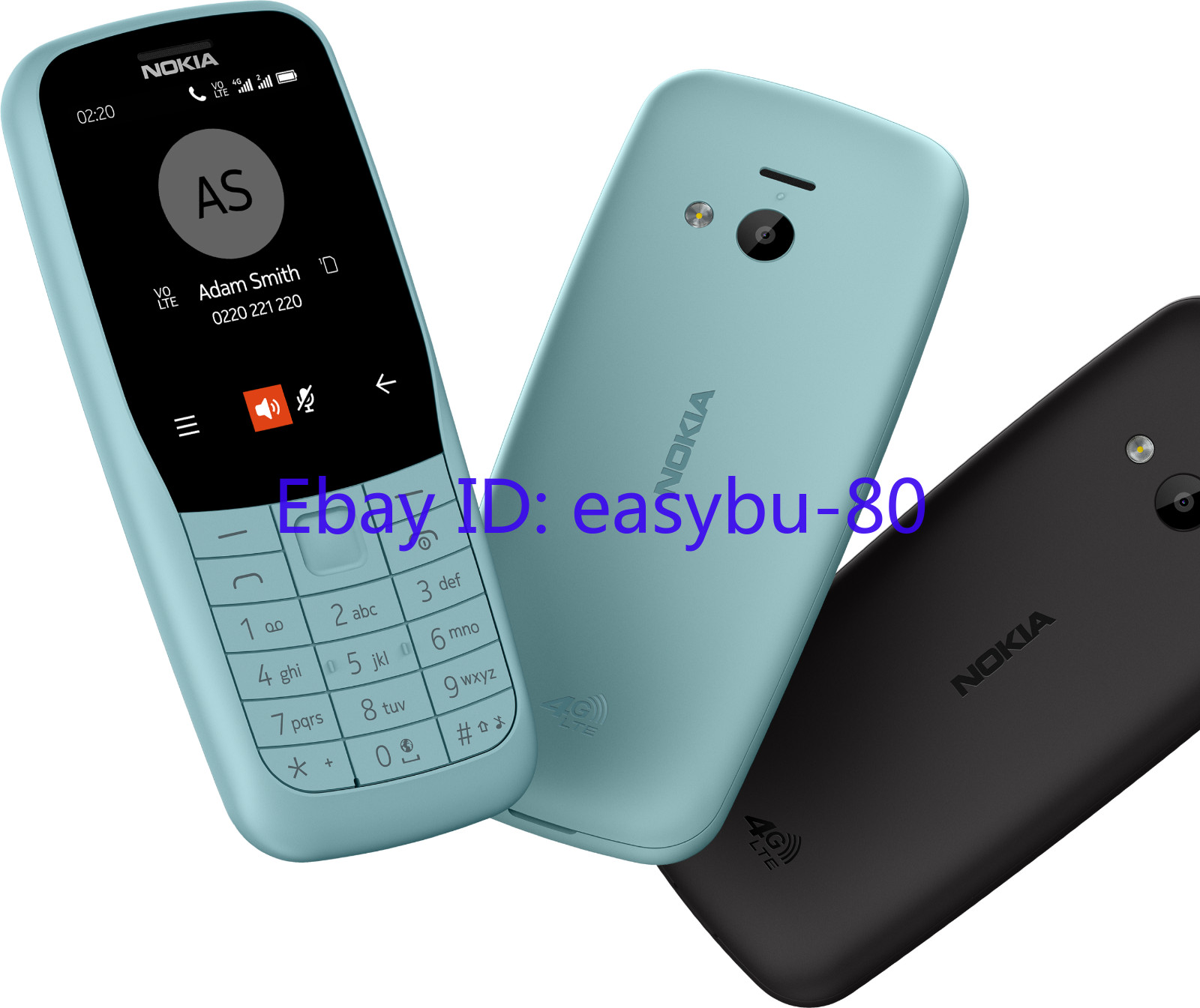 Nokia 220 4G FM radio Bluetooth 0.3MP 24MB 16MB RAM Unlocked cell Phone Dual SIM
