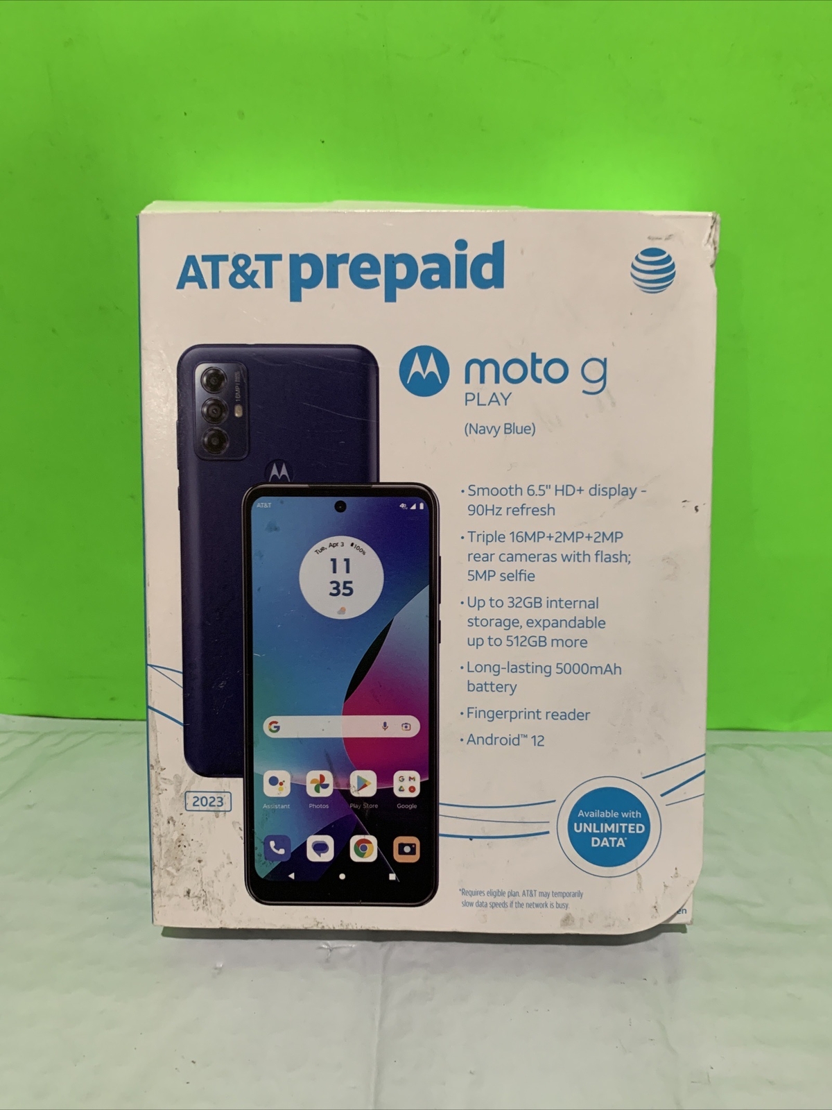 – Motorola Moto G Play (2023) Blue At&t Prepaid Smartphone 32GB Very Good Condit