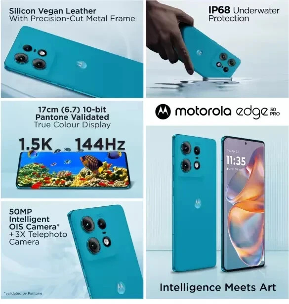 Motorola Edge 50 Pro 5G Caneel Bay 256 GB STORAGE 12 GB RAM GLOBAL VERSION