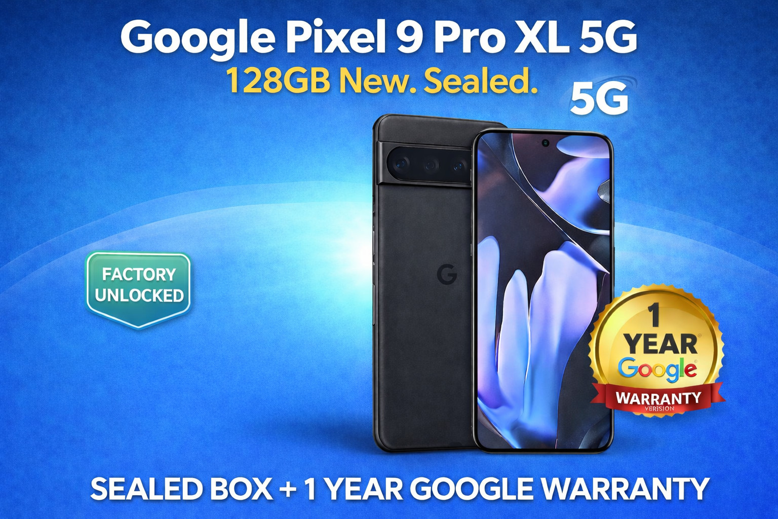 Google Pixel 9 Pro XL Unlocked Smartphone Gemini Triple Camera 128GB Obsidian