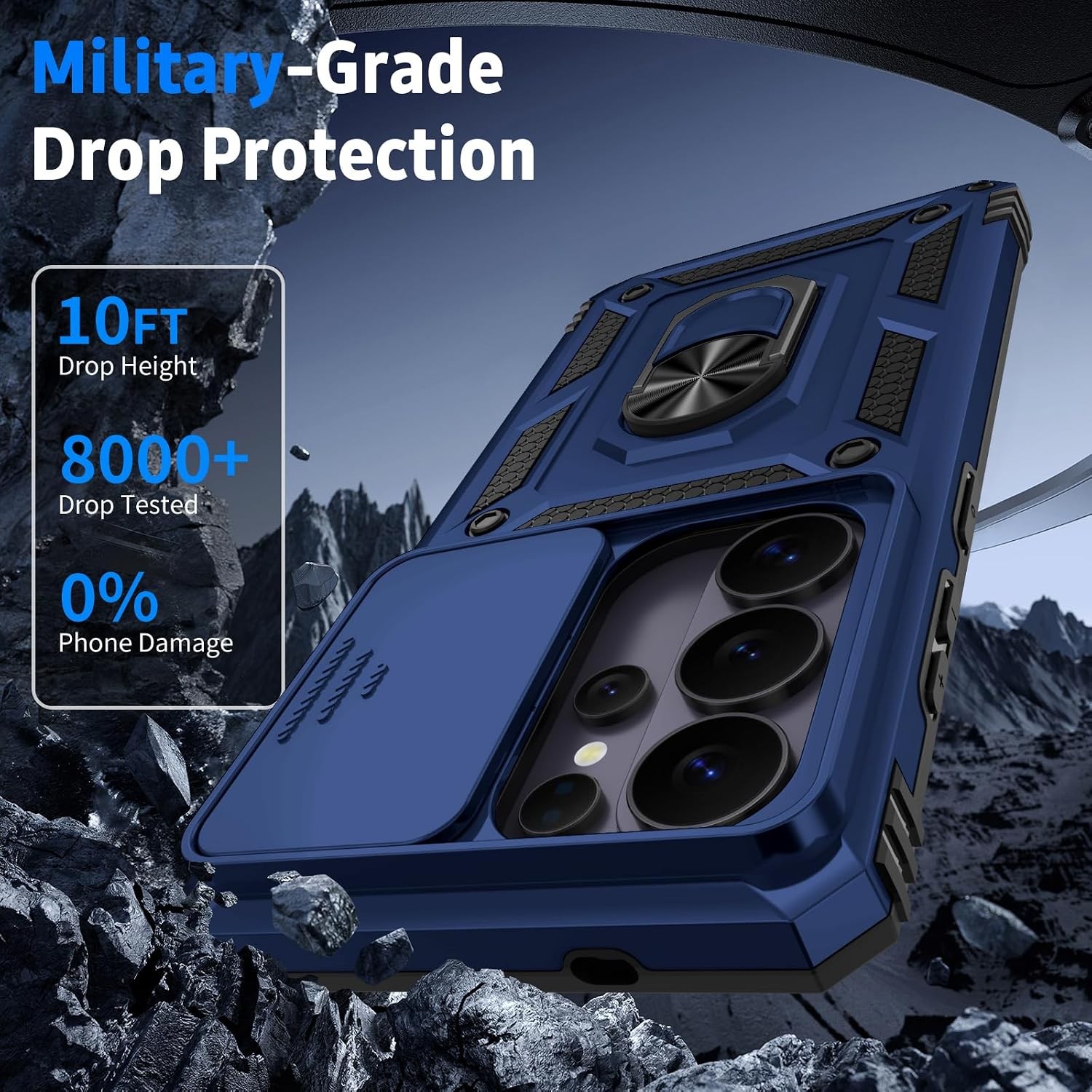 Vinve Navy Blue Case for Samsung Galaxy S26 Ultra, Kickstand, Lens Cover & Prote