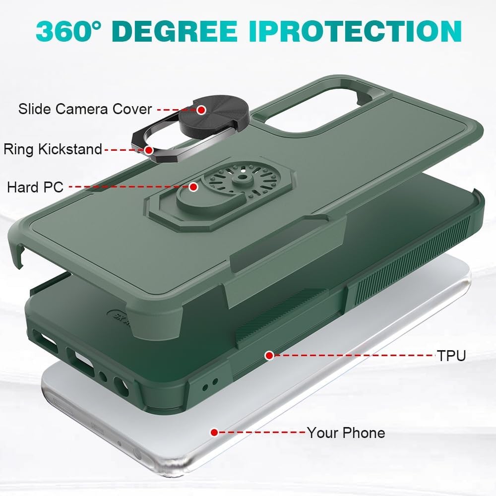 Samsung Galaxy A05s Case, Dual Layer Shockproof Magnetic Kickstand Phone Case