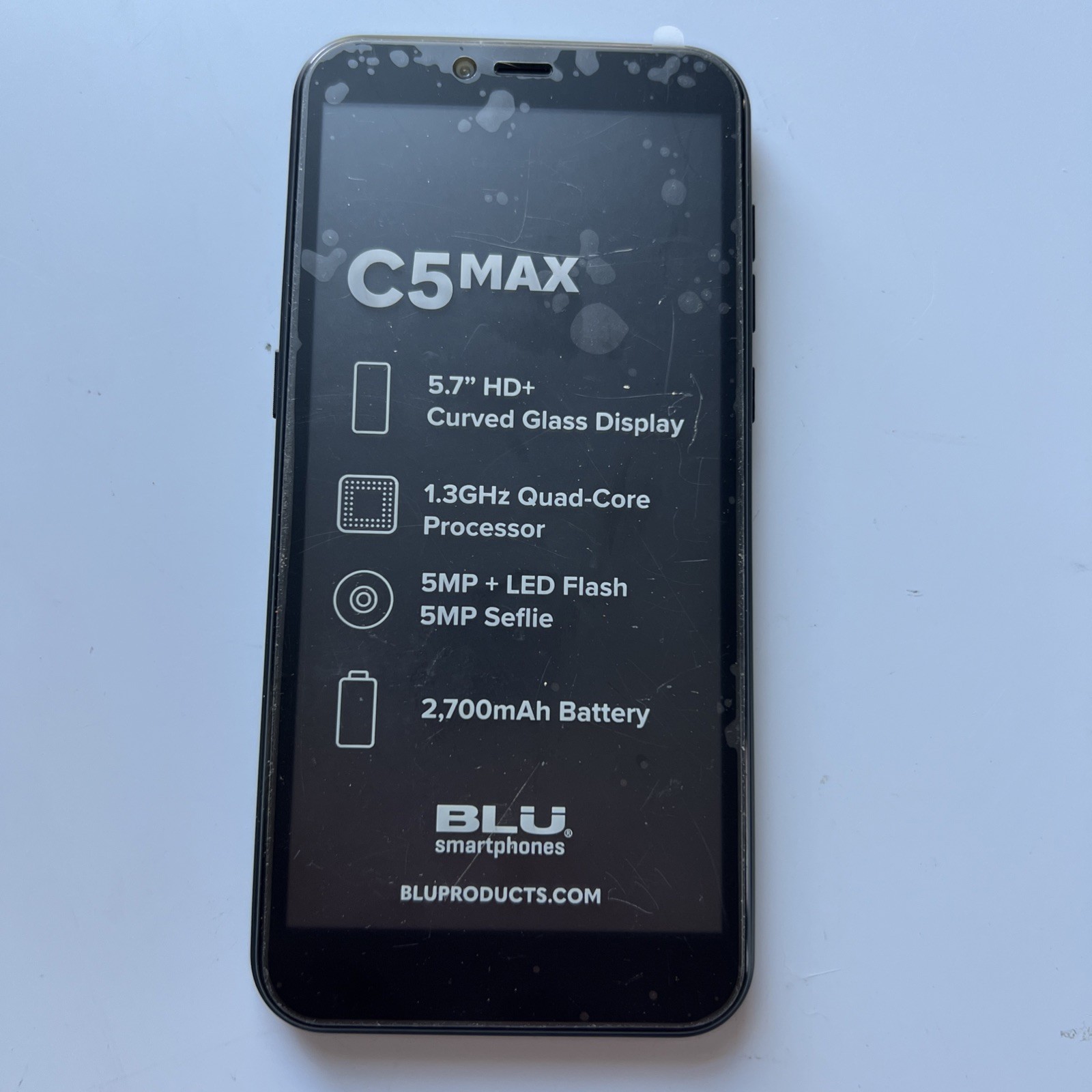 BLU C5 MAX 16 GB Black (GSM Unlocked) Android Smartphone 5.7″ Screen – Brand New