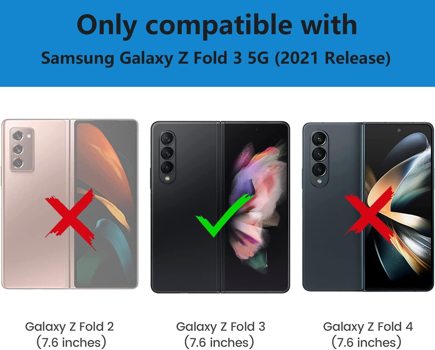 Samsung Galaxy Z Fold 3 Case with Kickstand Full Body Hard PC Stylish Shockproof