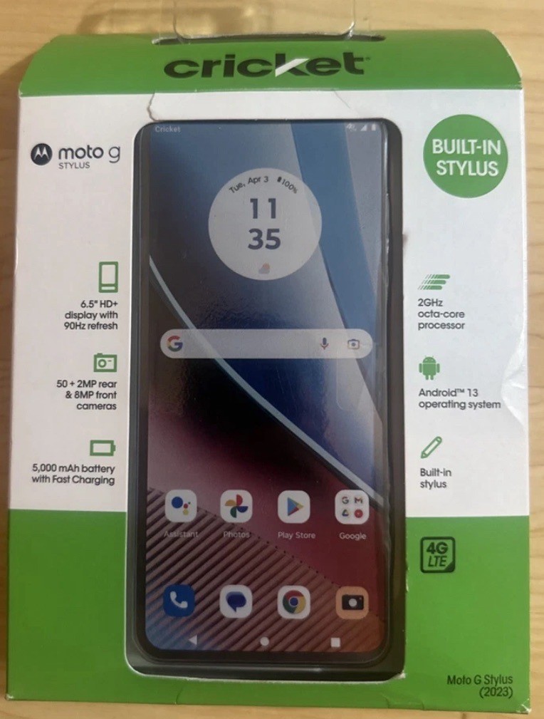 Cricket Wireless Motorola Moto G Stylus 2023 6.5″HD/50Mp/128GB/4GB Blue-37.19