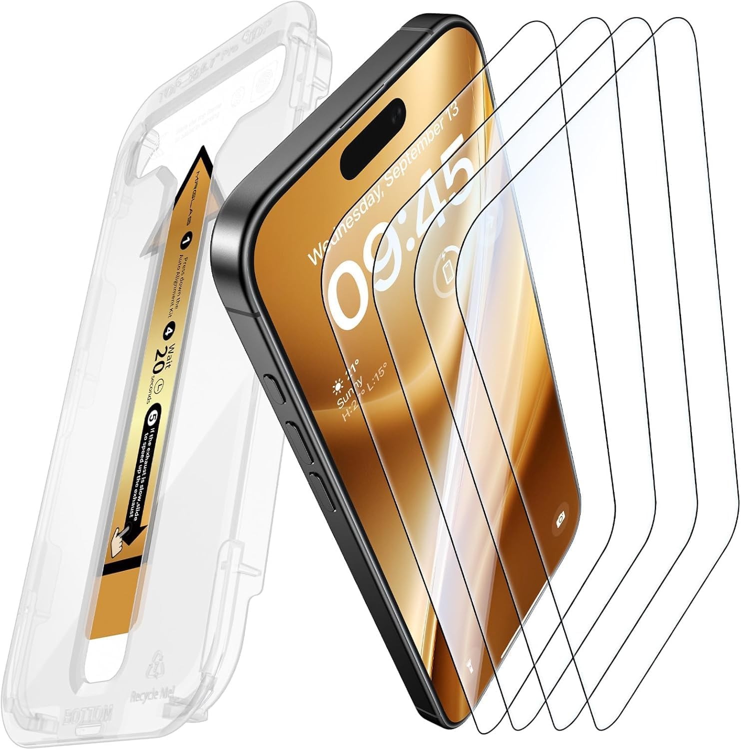 4PCS Screen Protector for iPhone 16 6.1 Inch Tempered Glass Case Friendly Auto A