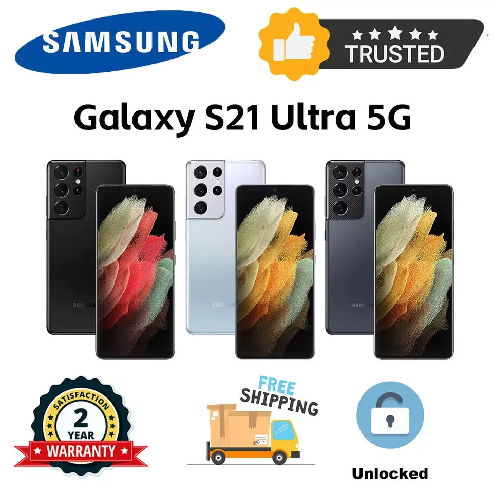 New Samsung Galaxy S21 Ultra 5G SM-G998U1 128GB Factory Unlocked Smartphone Cell