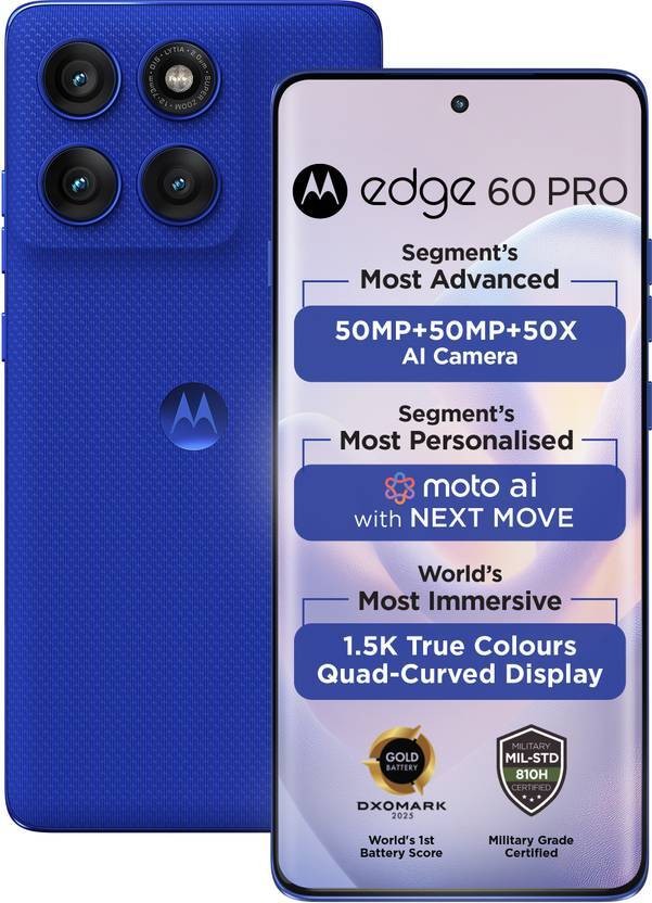 MOTOROLA Edge 60 Pro 5G (Blue 256GB 8GB RAM) Dimensity 8350 Global Version.