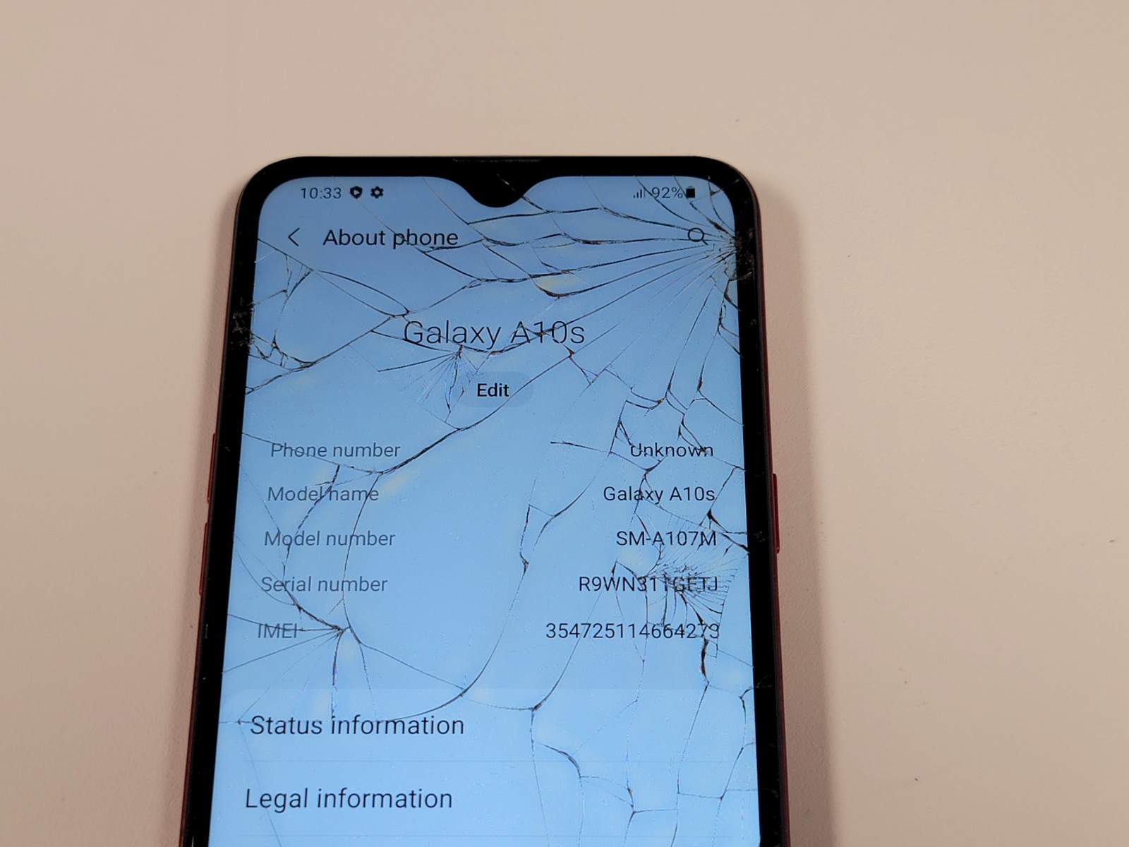 Samsung Galaxy A10s (SM-A107M) 32GB – Red (Telcel) Smartphone – CRACKED – N786