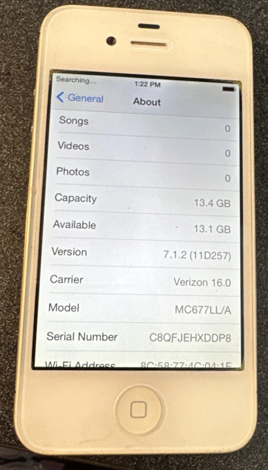 iPhone 4 White (Verizon) A1349 16GB CDMA Fast Ship Very Good Used IOS 7.1.2