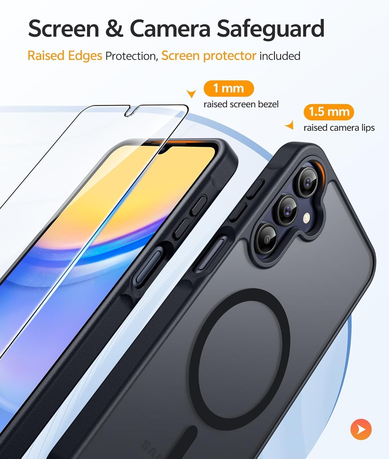 For Samsung Galaxy A15 Case With Military Grade Shockproof, 1x Tempered Glass