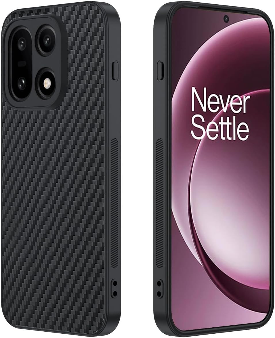 OnePlus 15 5G Case: Slim Thin Carbon Fiber Classic Design PU Leather Soft Cover