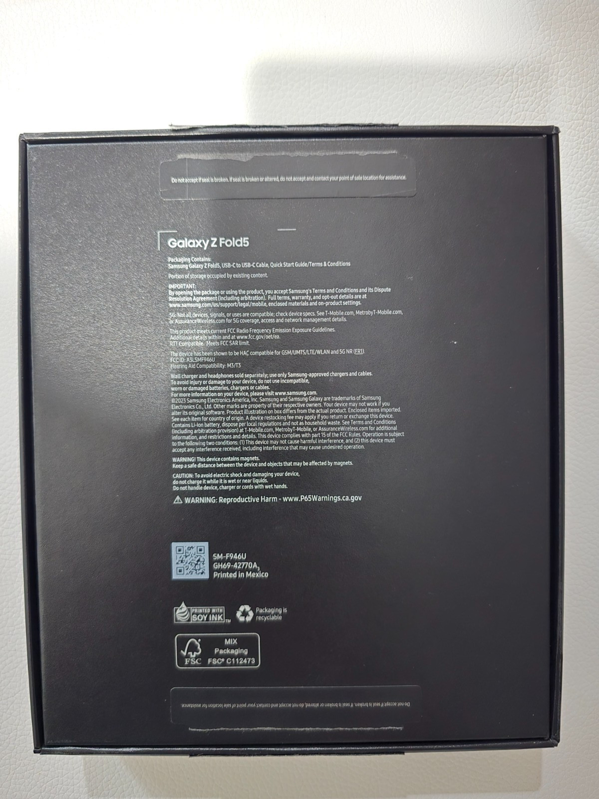 Samsung Galaxy Z Fold5 512 GB Phantom Black for T-Mobile New