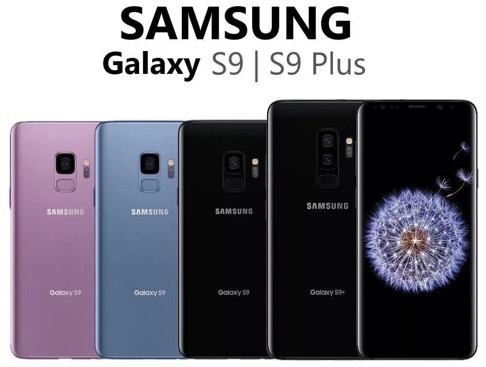 Very Good Samsung Galaxy S9+ SM-G965U 64GB Black silver purple blue mix carriers