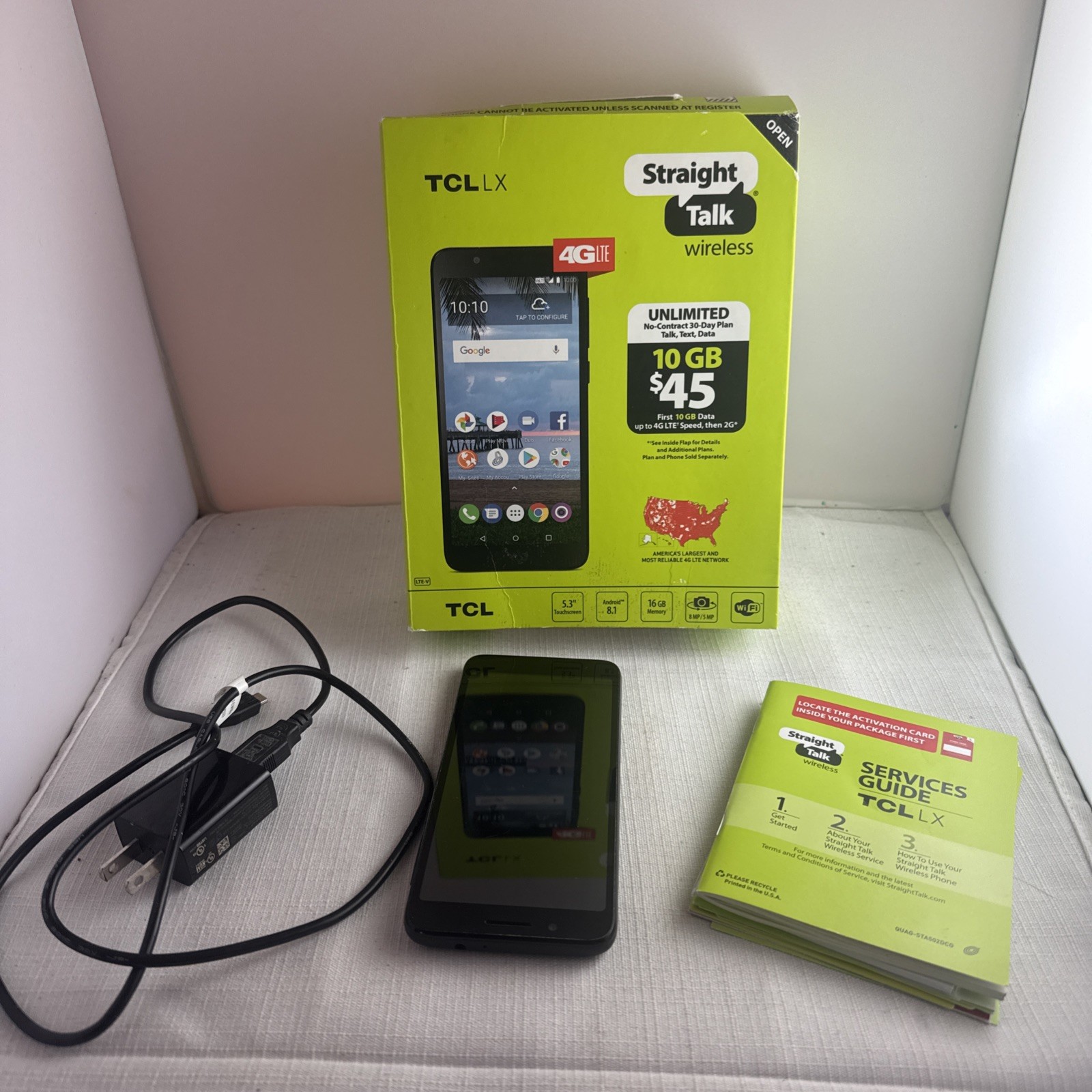Preowned Total Wireless TCL LX 4G LTE Prepaid Cell Phone 5.3″ 16GB 8MP Android 8