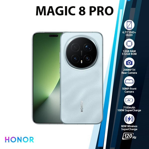 HONOR Magic8 Pro 5G Android Cell Phone (12GB+512GB/CYAN/Dual SIM/Unlocked)