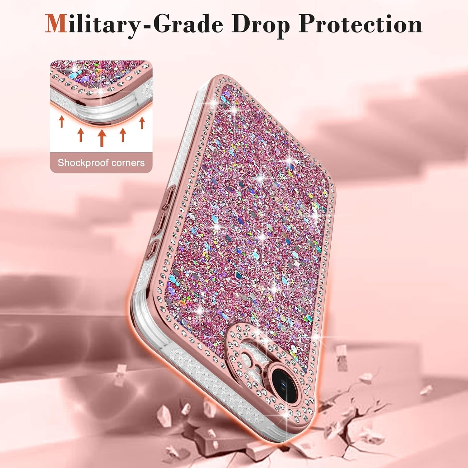 iPhone 17e/16e Case Glitter, Luxury Shiny Bling Sparkly Phone Cover for Women Gi
